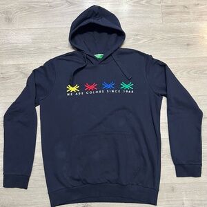 United Colors of Benetton Sweater Hoodie Dark Blue Size XL